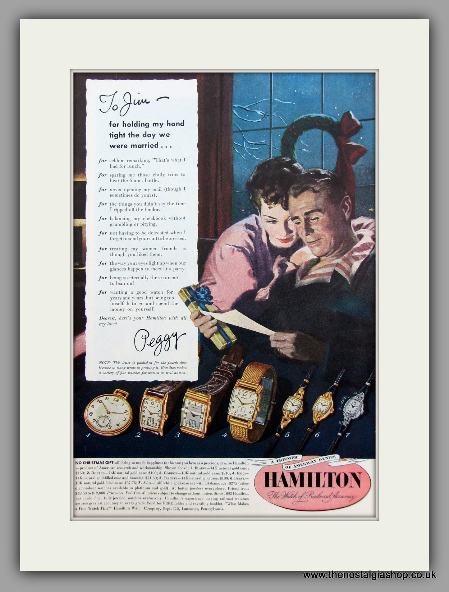 Hamilton Watches. 1949 Original Vintage Advert  (ref AD7924)