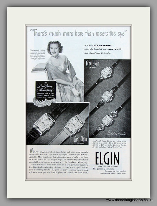 Elgin Watches. 1949 Original Vintage Advert  (ref AD7926)
