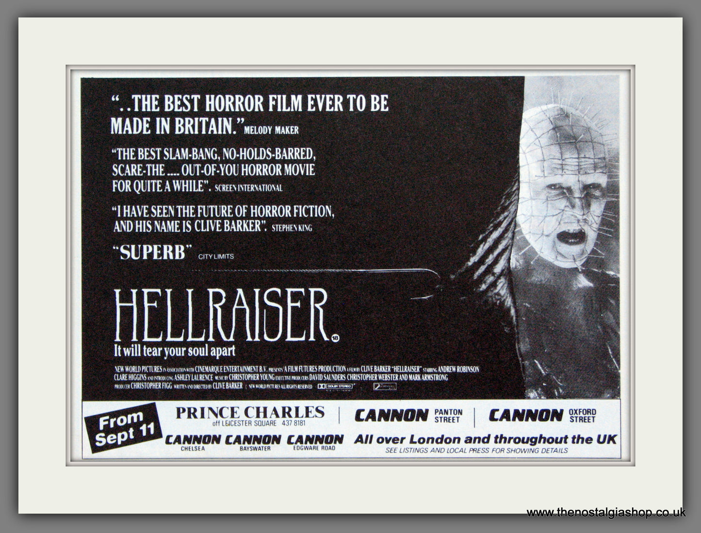 Hellraiser. Original Advert 1987 (ref AD55179)