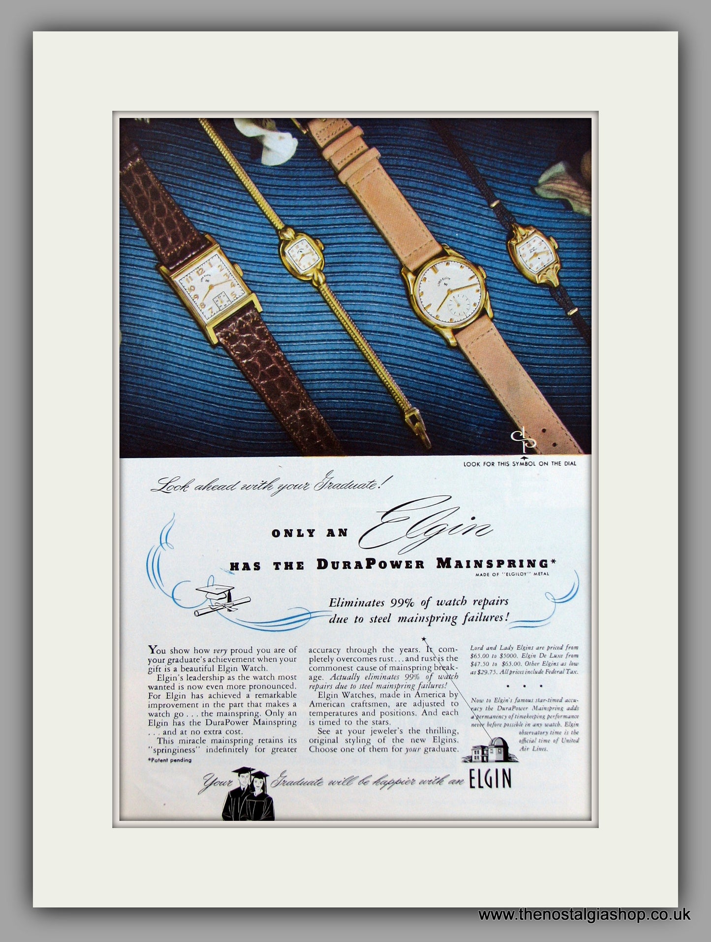 Elgin Watches. 1948 Original Vintage Advert  (ref AD7933)