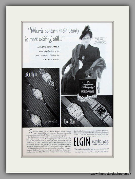 Elgin Watches. 1948 Original Vintage Advert  (ref AD7934)