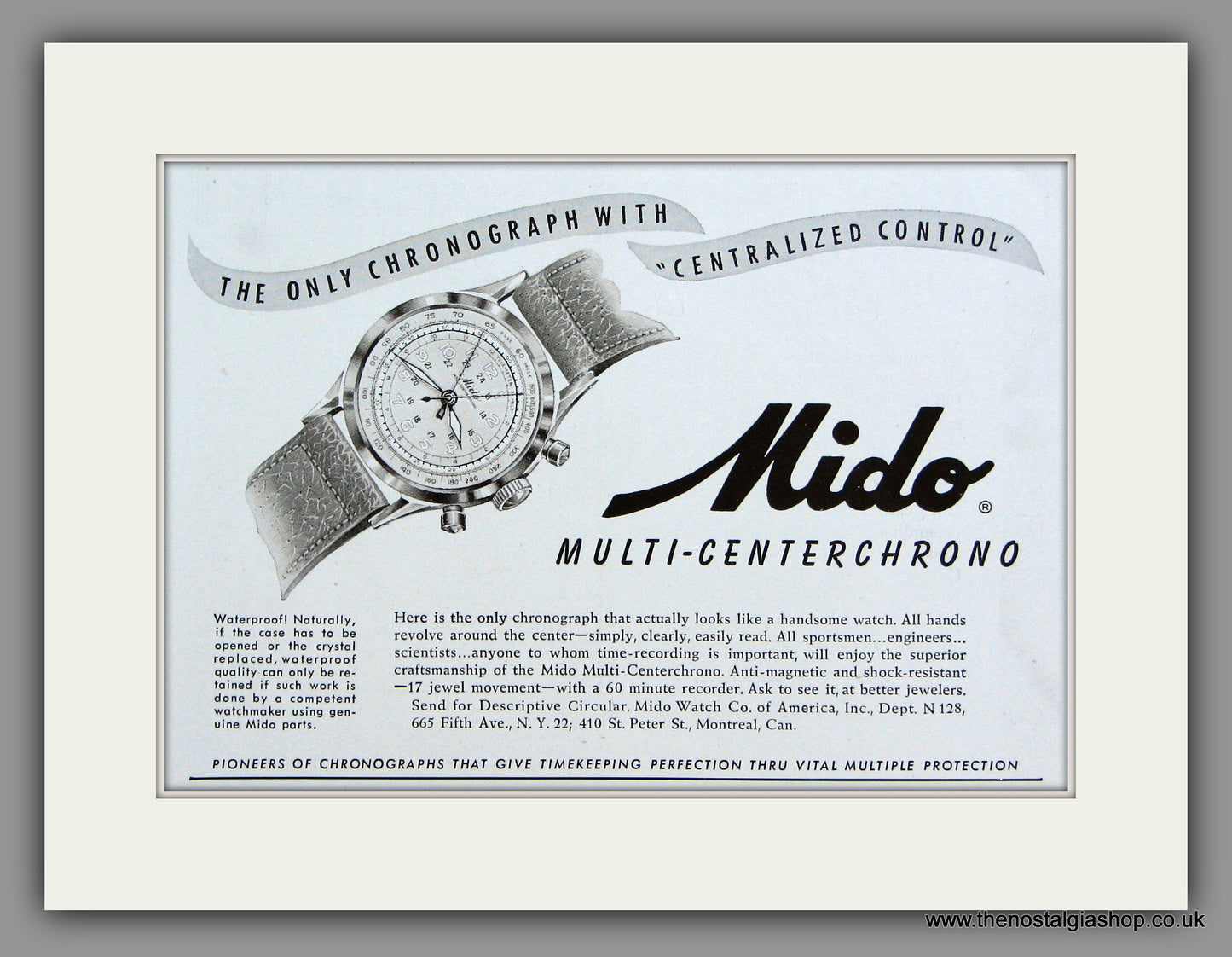 Mido Multi-Centerchrono Watches. 1948 Original Vintage Advert  (ref AD7941)