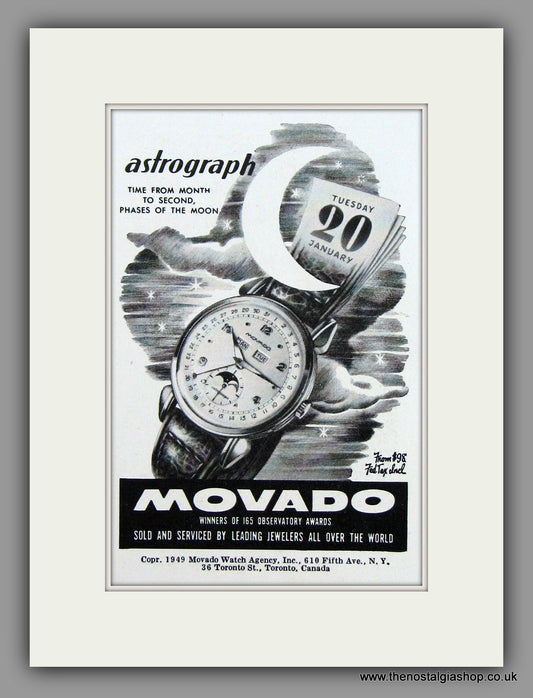 Movado Astrograph Watches. 1951 Original Vintage Advert  (ref AD7946)