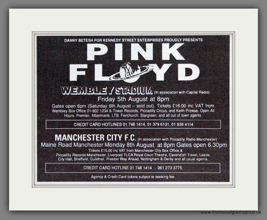Pink Floyd In Concert. UK Shows. 1988 Original Advert (ref AD55210)