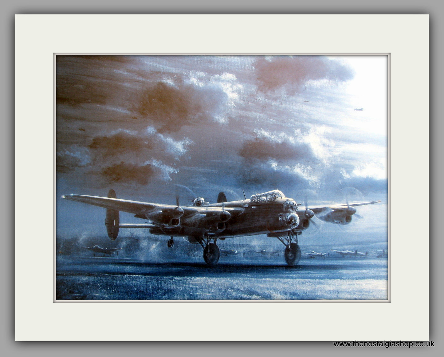 Lancasters by Moonlight. Mounted Aircraft print (ref N163)