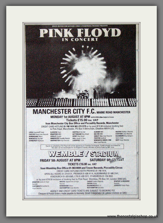 Pink Floyd In Concert. UK Shows. 1988 Original Advert (ref AD55208)