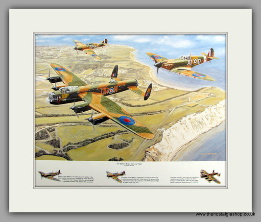 Battle of Britain Memorial Flight. Mounted Aircraft print (ref N139)