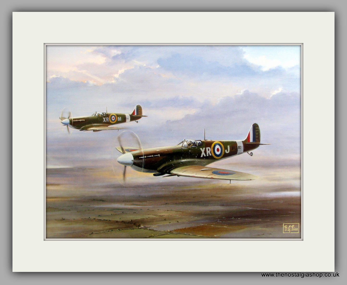 Spitfires. Mounted Aircraft print (ref N20)