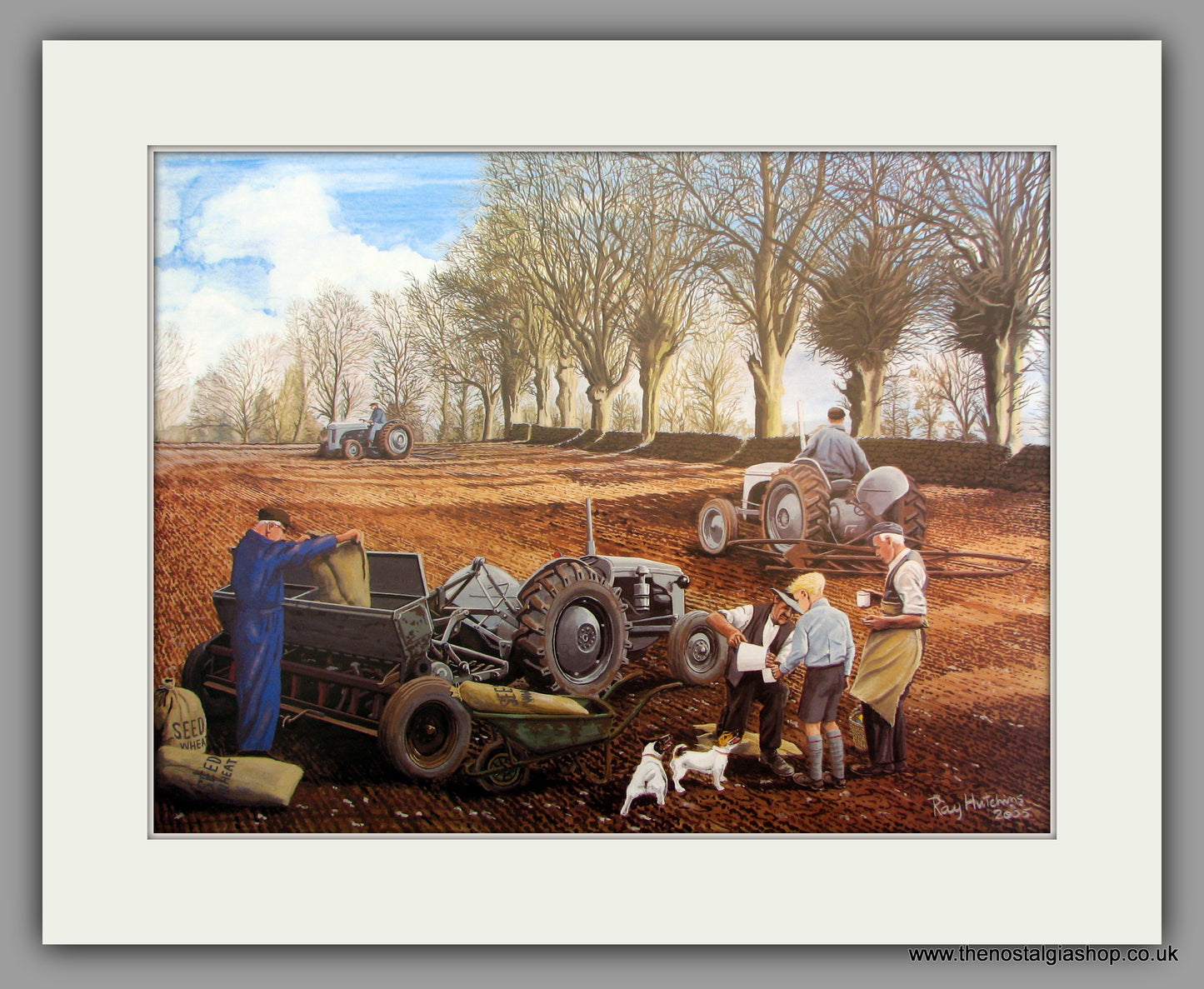 Spring, Sowing the Seed. Mounted Tractor Print (ref N107)