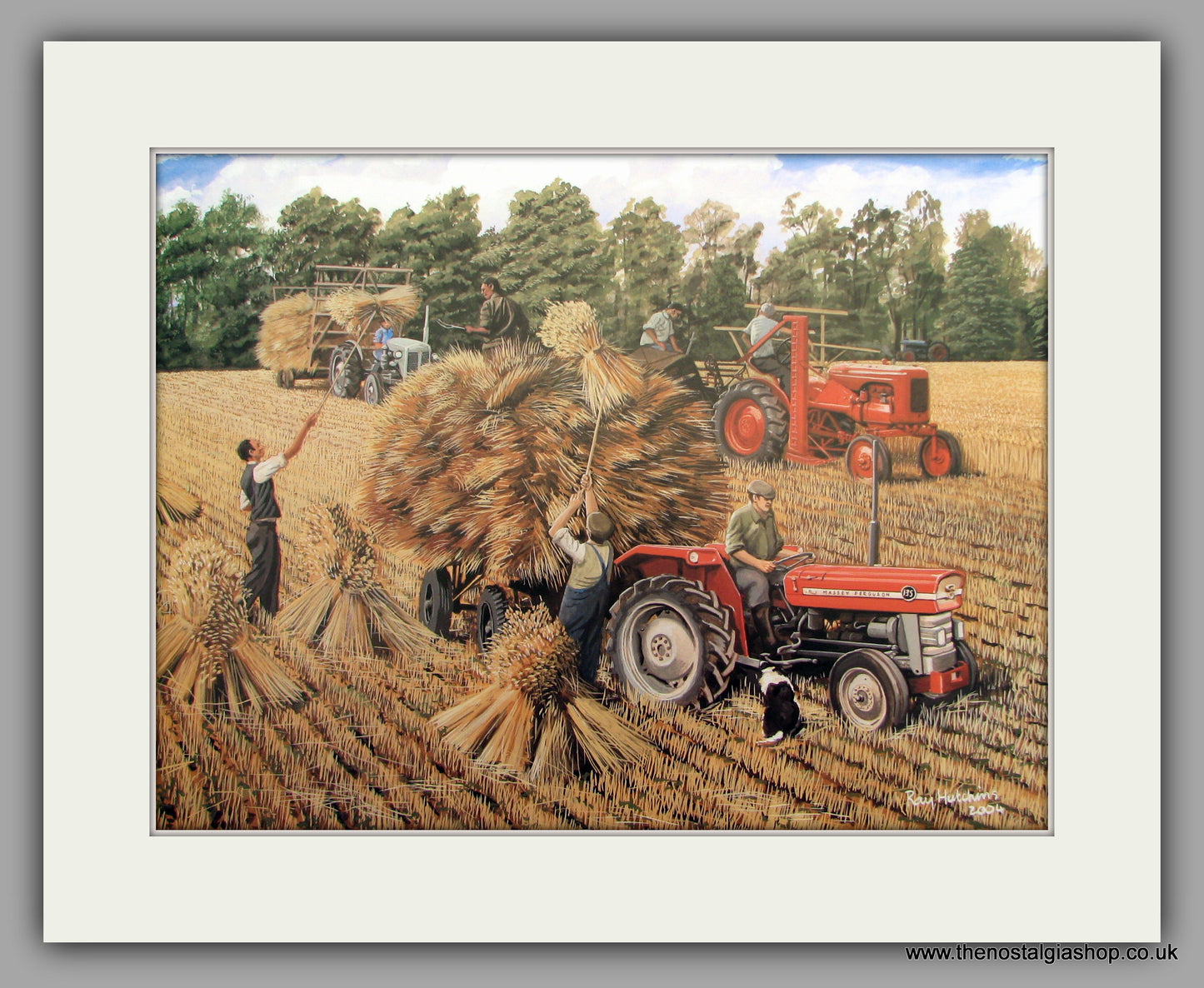 Summer Reaping, Mounted Tractor Print (ref N108)