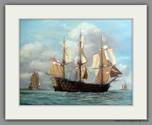 H.M.S. Victory at sea, Large Mounted Art print (ref N140)