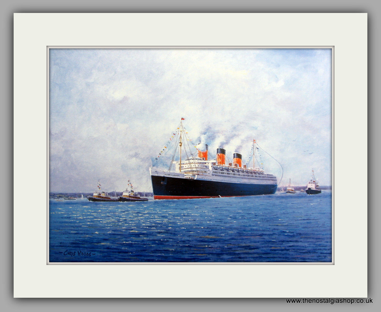 Queen Mary ship Large Mounted Art print (ref N81)