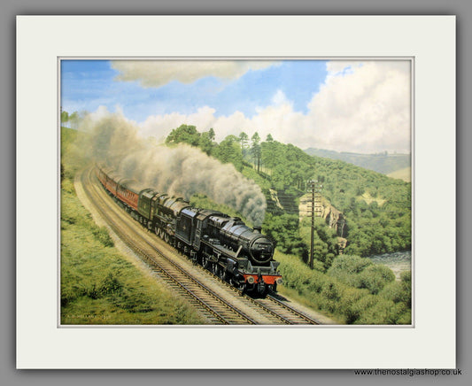 Stanier Black 5 and Royal Scot Class. Mounted Railway Print (ref N9)