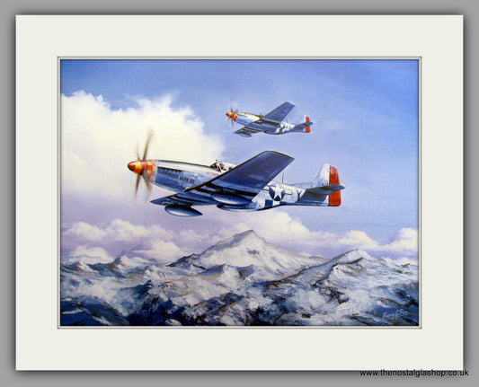 Mustangs P51D 1945. Mounted Aircraft print (ref N89)