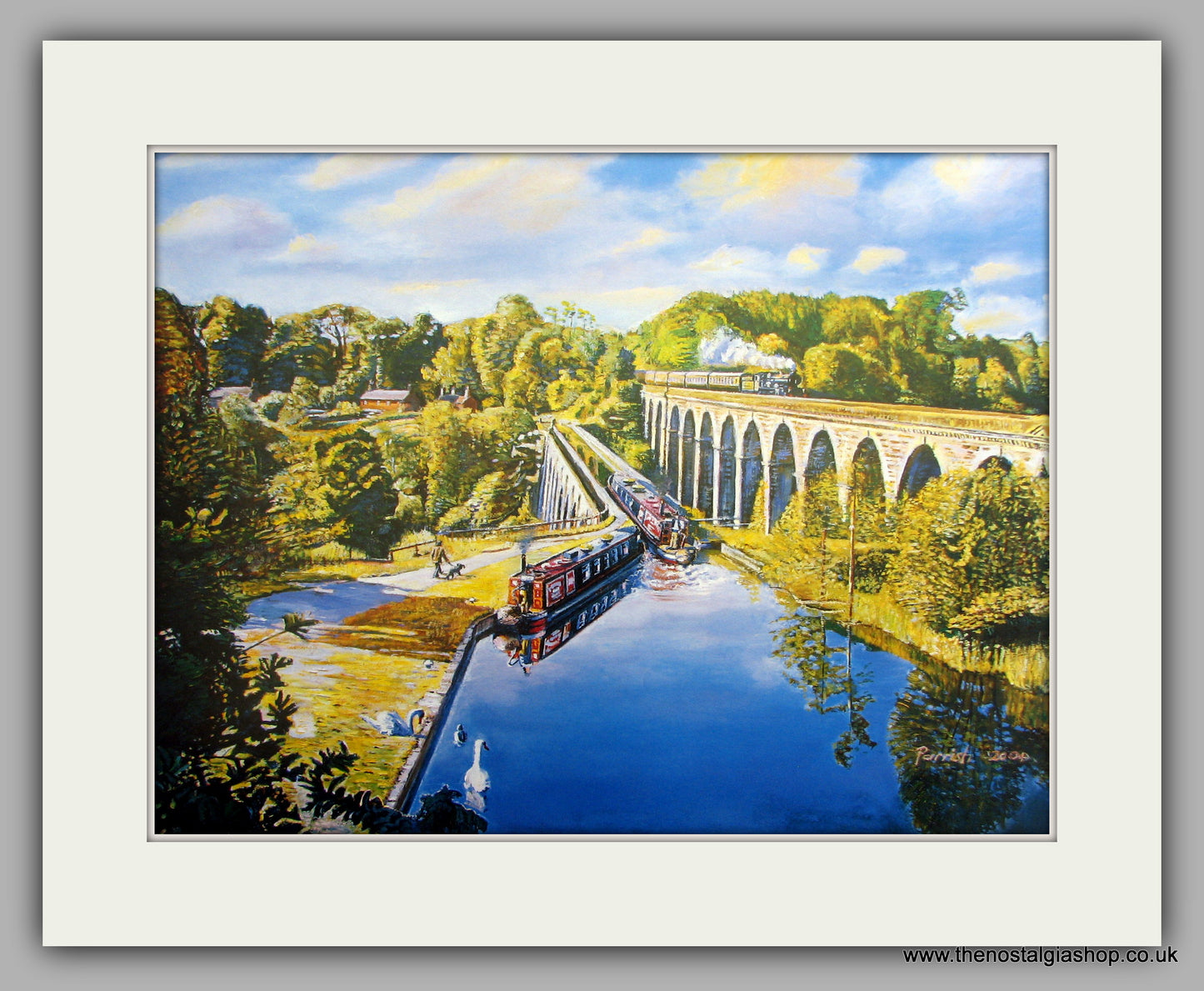 Aqueduct & Viaduct, Mounted Canal and Railway Print (ref N94)