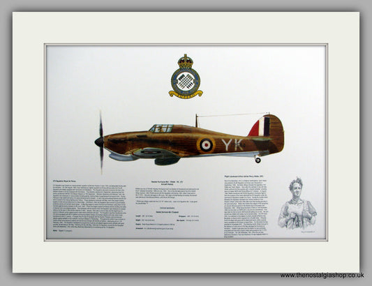 Hawker Hurricane Mk I P2544 YK - (T) Mounted Aircraft print (ref AP016)