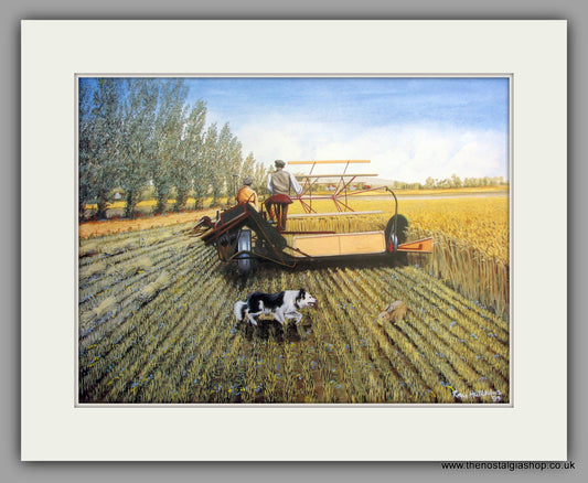 Tractor ploughing. Watch Out. Mounted Tractor print (ref N97)
