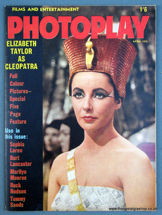 Photoplay Film Magazine. April 1962. Cover Elizabeth Taylor. (M123)