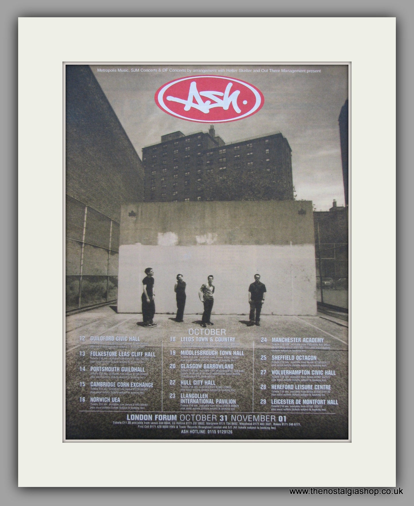 Ash Tour Dates.  Original Vintage Advert 1998 (ref AD10581)