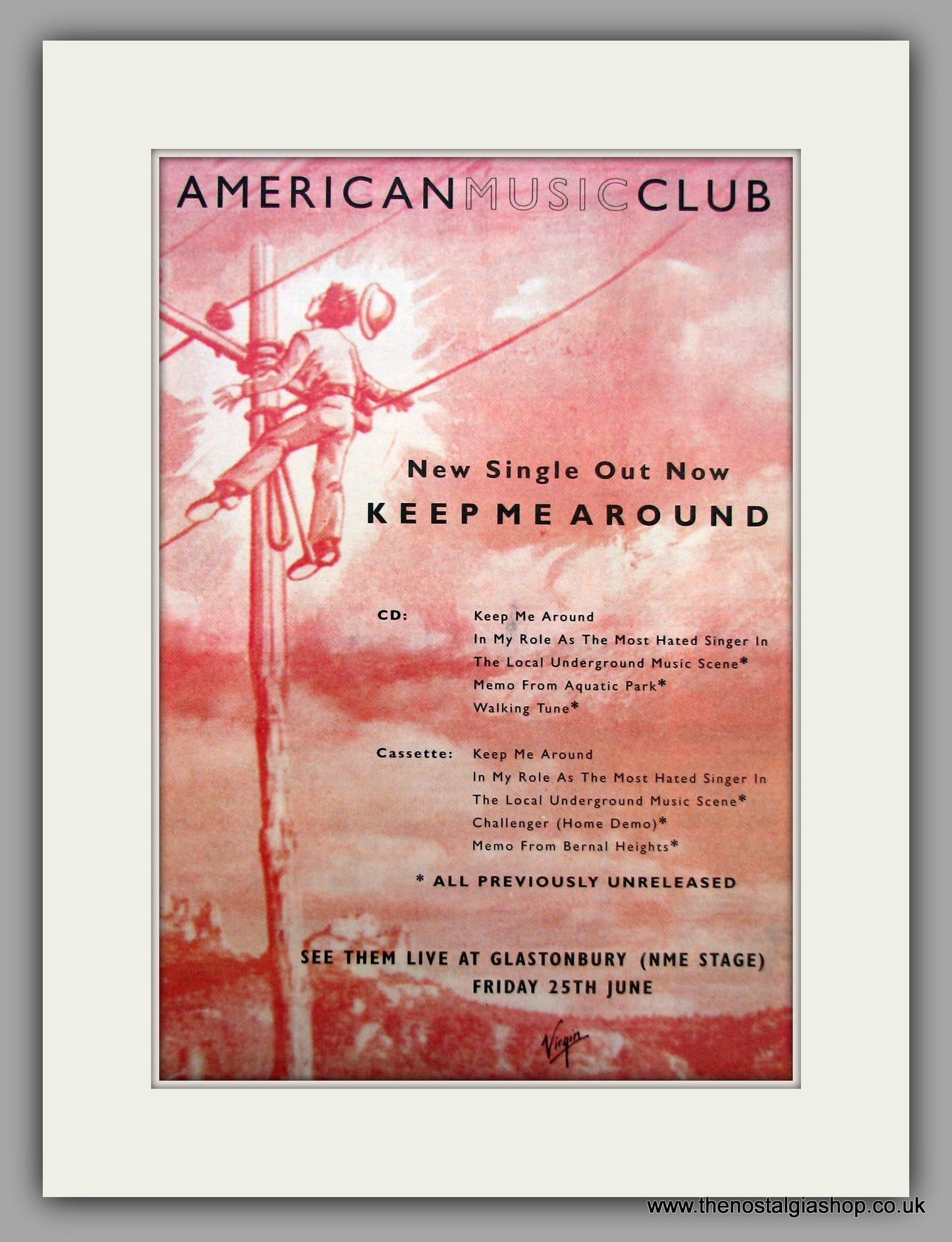 American Music Club-Keep Me Around.  Original Vintage Advert 1993 (ref AD10586)