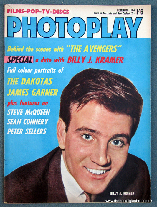 Photoplay Film Magazine. February 1964. Cover Billy J. Kramer. (M129)
