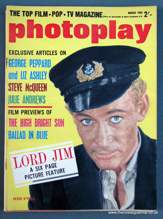 Photoplay Film Magazine. March 1965. Cover Peter O' Toole. (M130)