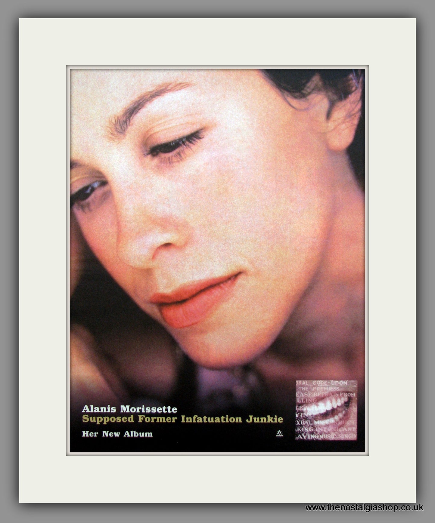 Alanis Morissette-Supposed Former Infatuation Junkie.  Original Vintage Advert 1994 (ref AD10595)
