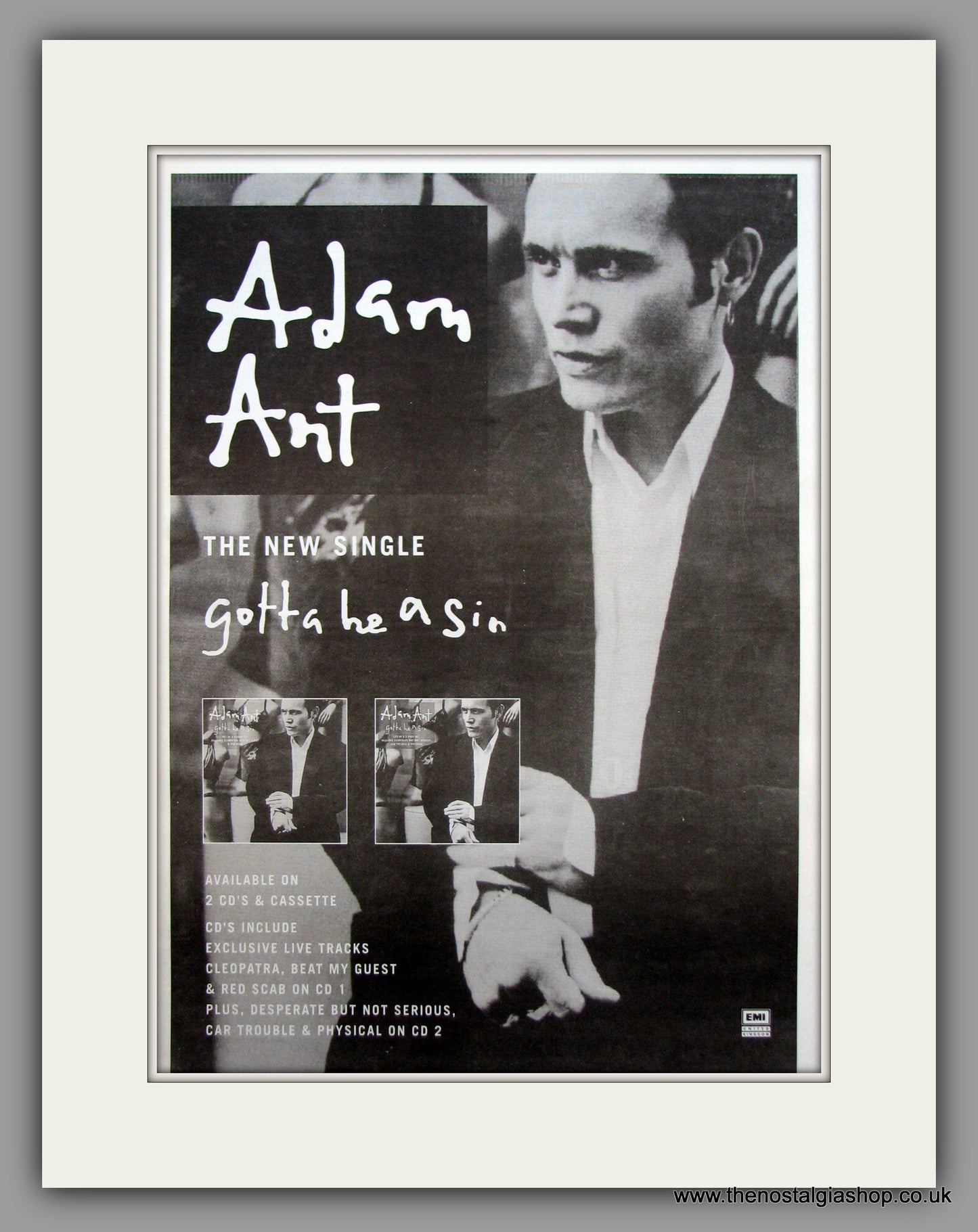 Adam Ant-Gotta Be A Sin.  Original Vintage Advert 1995 (ref AD10598)