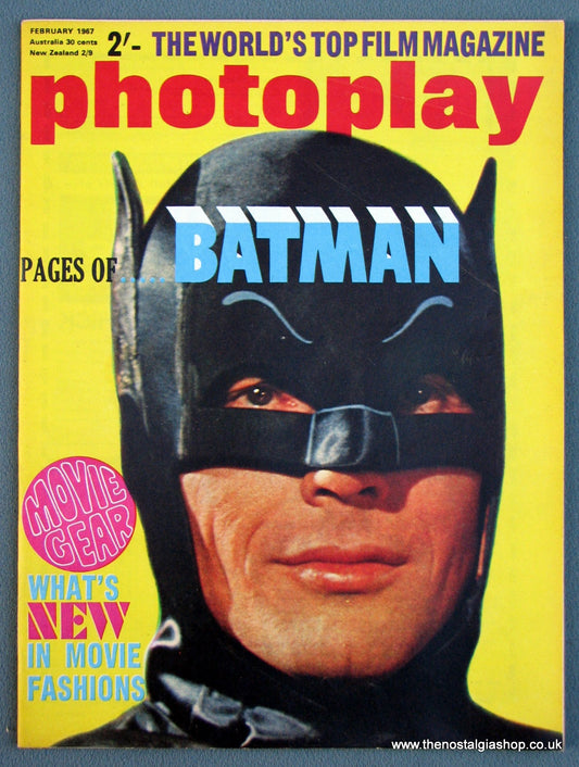 Photoplay Film Magazine. February 1967. Cover Batman. (M139)