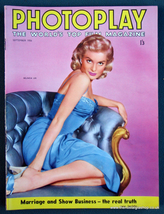 Photoplay Film Magazine. September 1956. Cover Belinda Lee. (M100)
