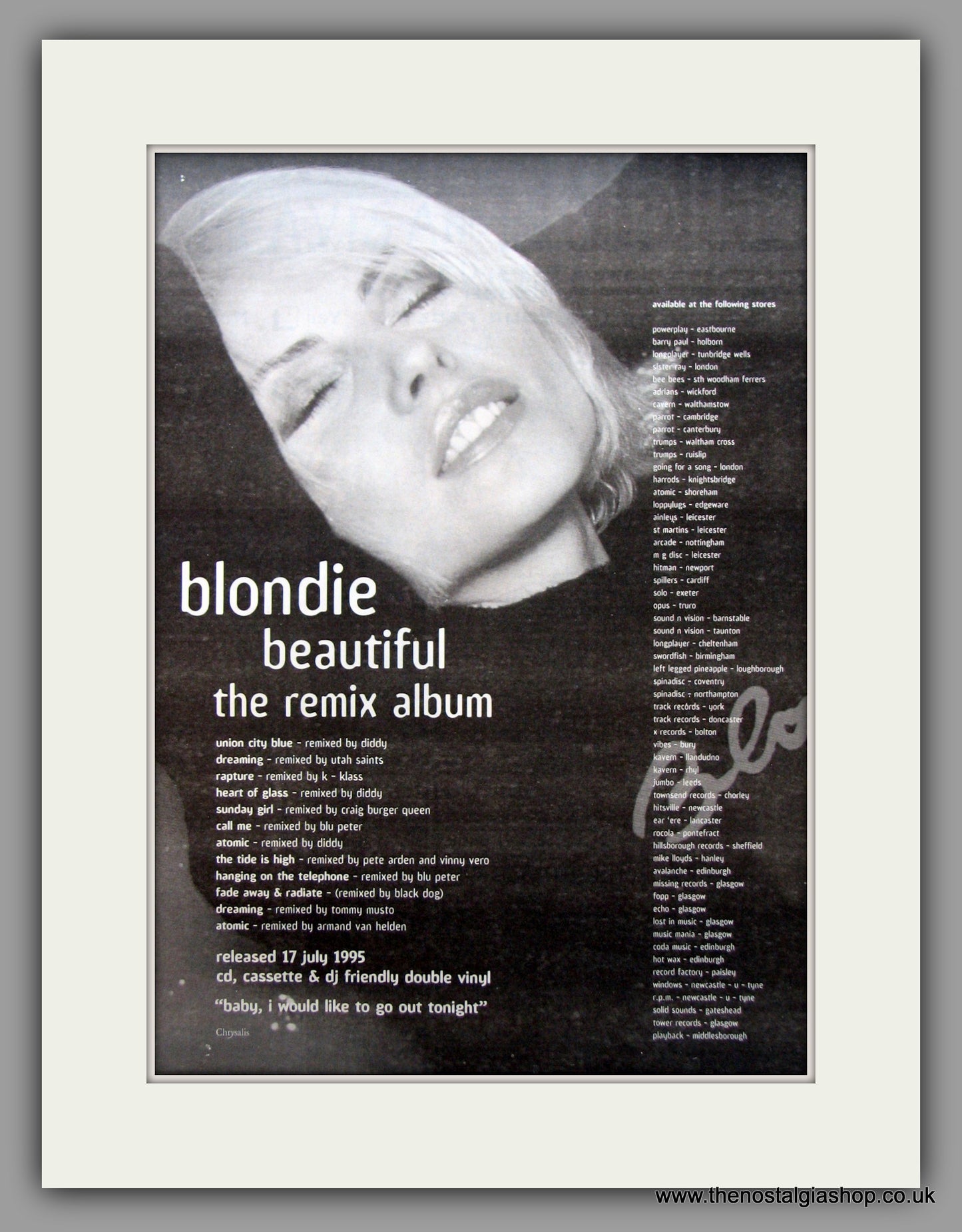 Blondie. Beautiful.  Original Vintage Advert 1995 (ref AD10621)