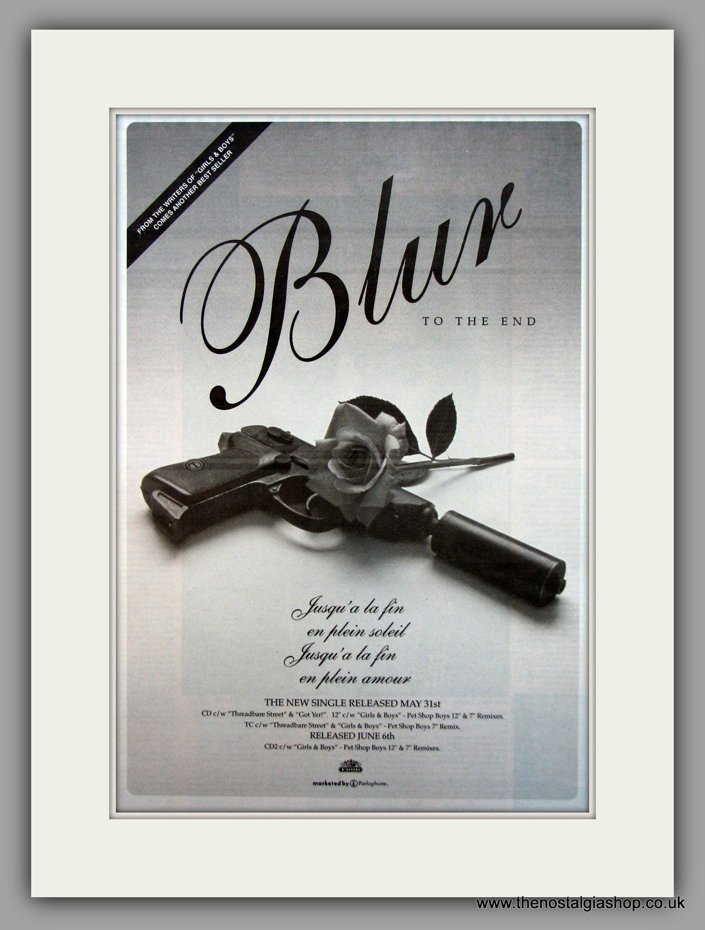 Blur-To The End. Original Vintage Advert 1994 (ref AD10647)