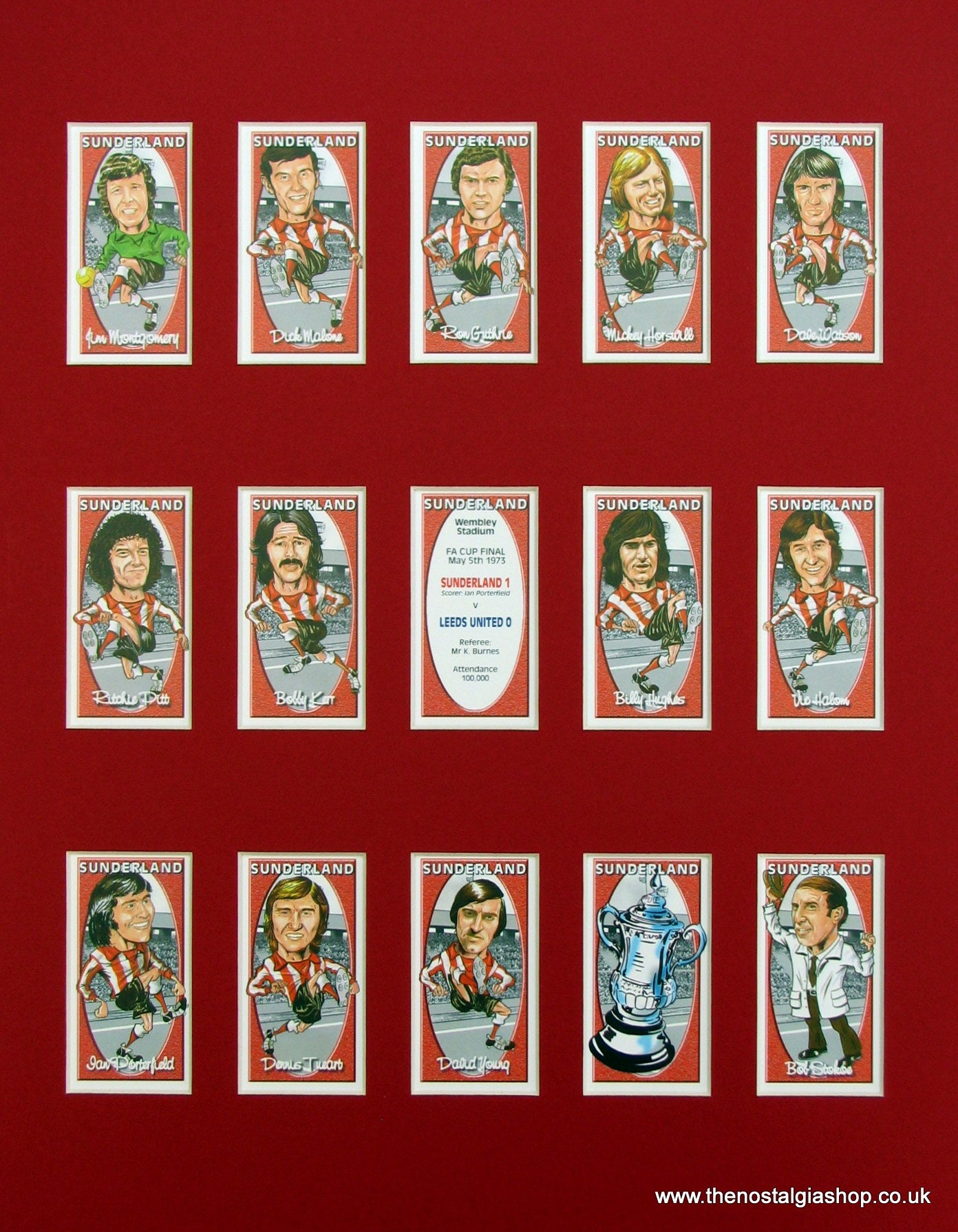 Sunderland. FA Cup Winners 1973. Mounted Football Card Set