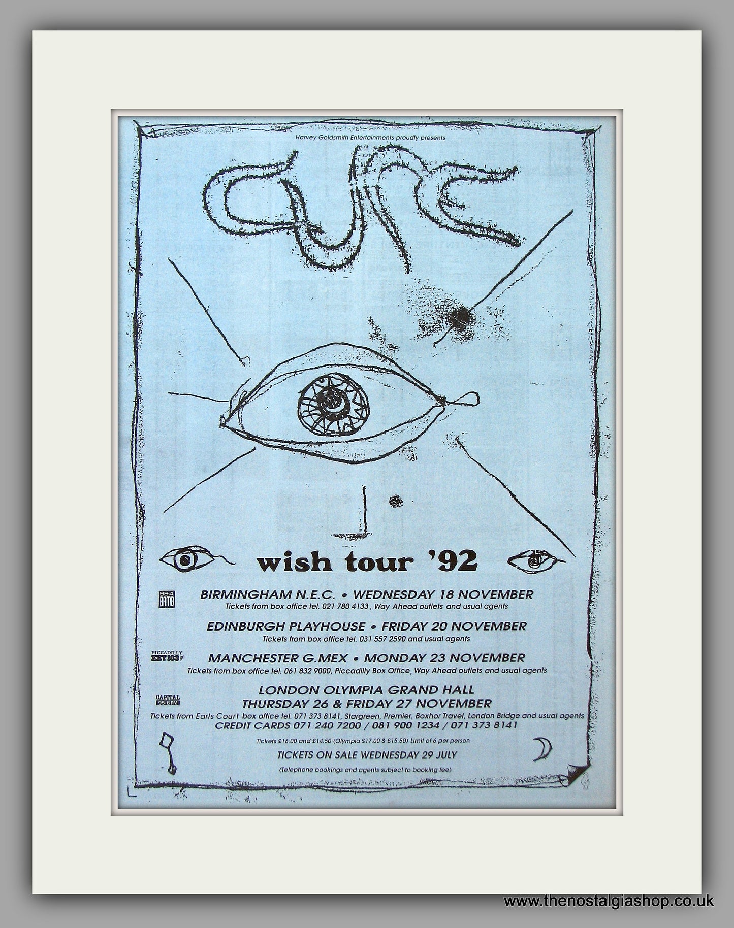 Cure (The) - Wish Tour '92.  Original Vintage Advert 1992 (ref AD10658)