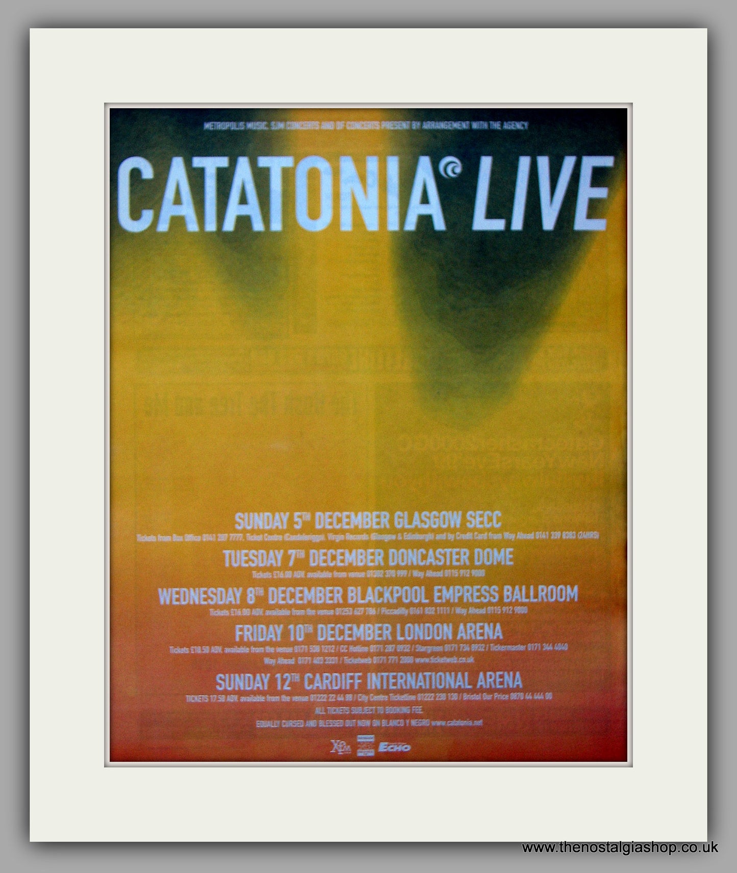 Catatonia - Live.  Original Vintage Advert 1999 (ref AD10672)