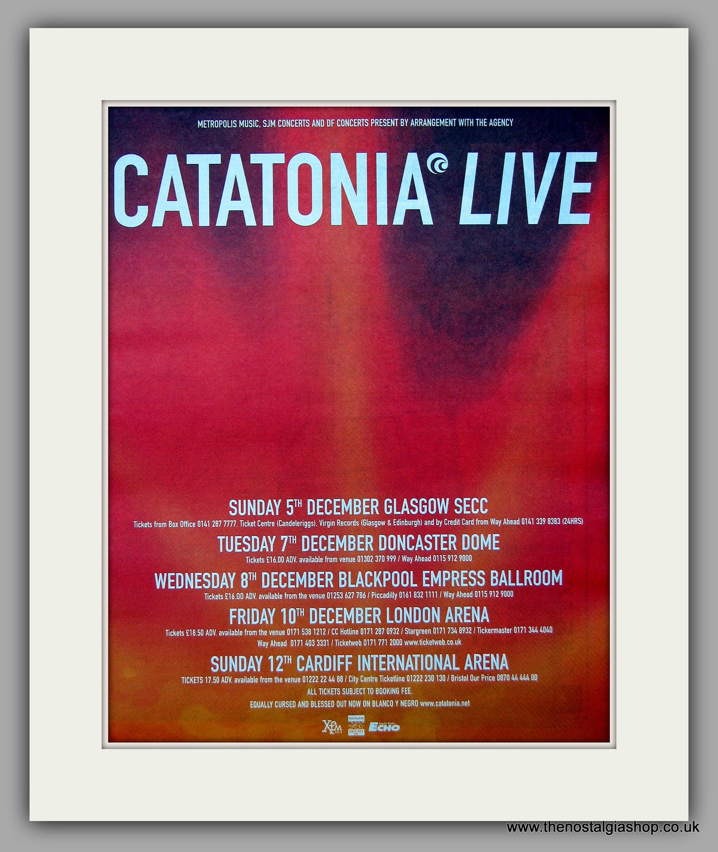 Catatonia - Live.  Original Vintage Advert 1999 (ref AD10673)