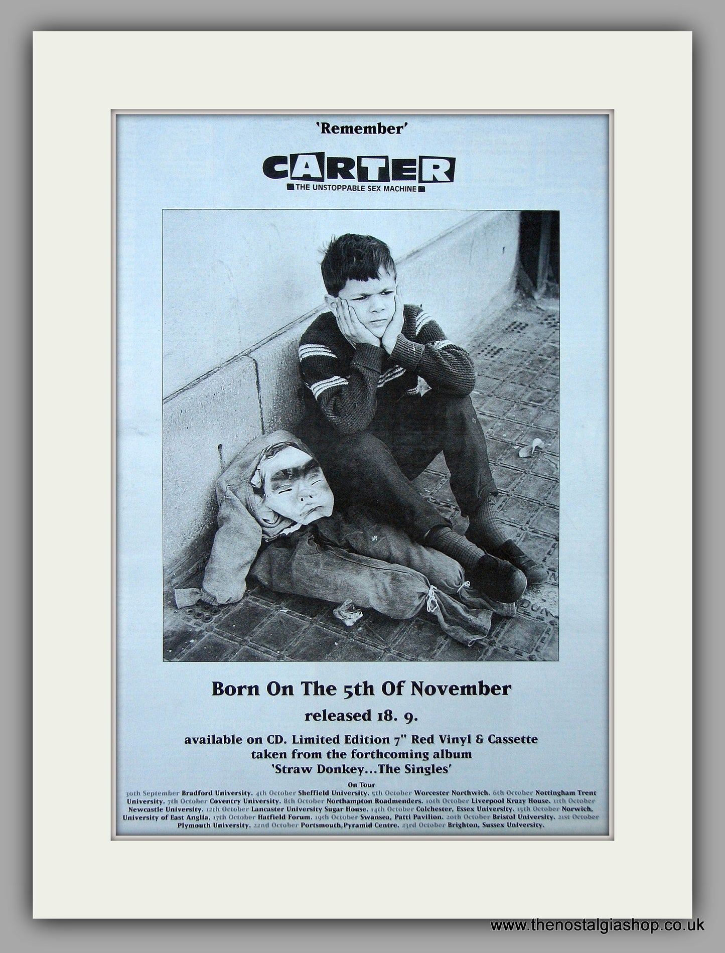 Carter  Born On The 5th of November.  Original Vintage Advert 1995 (ref AD10677)