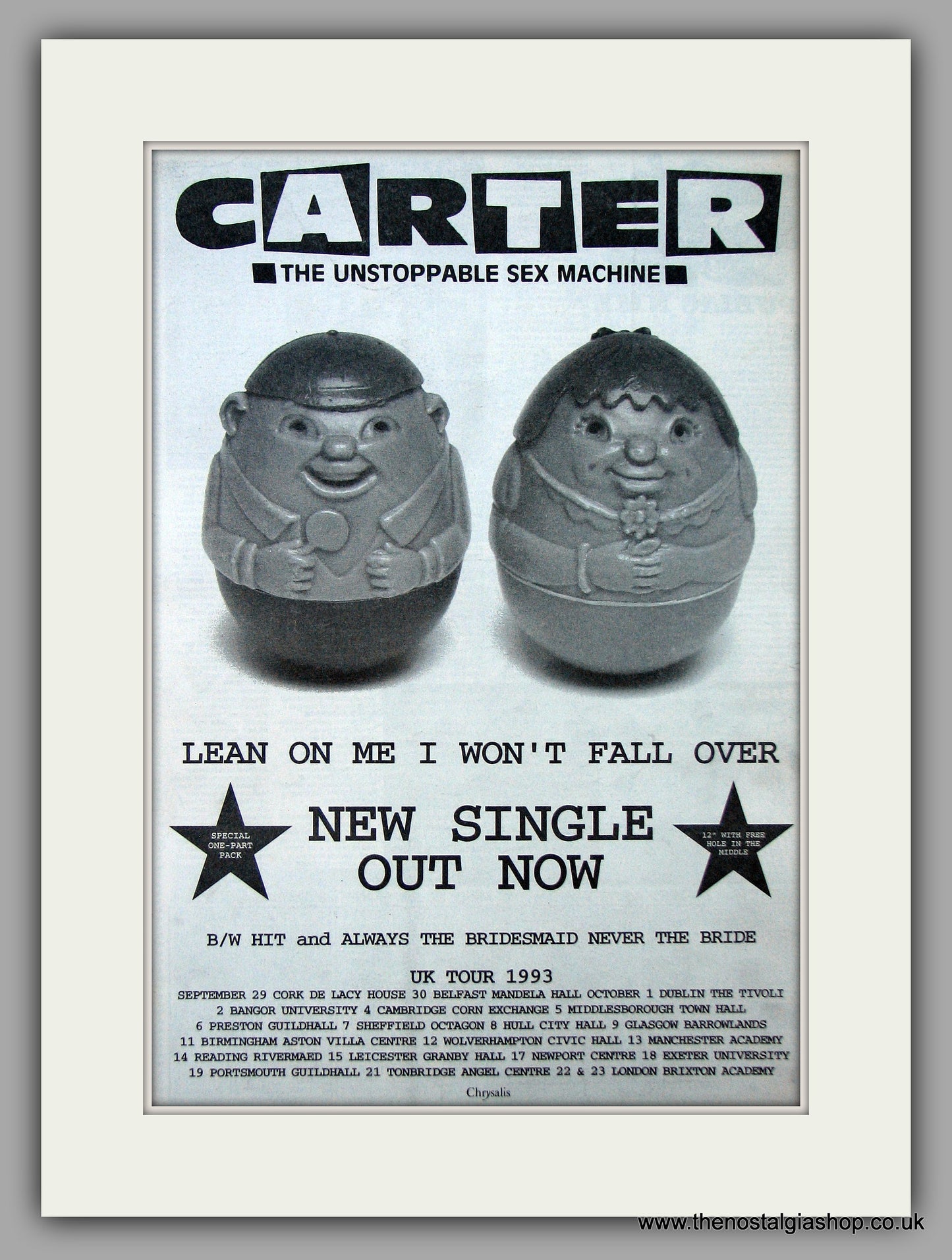 Carter - Lean On Me I Won't Fall Over.  Original Vintage Advert 1993 (ref AD10682)