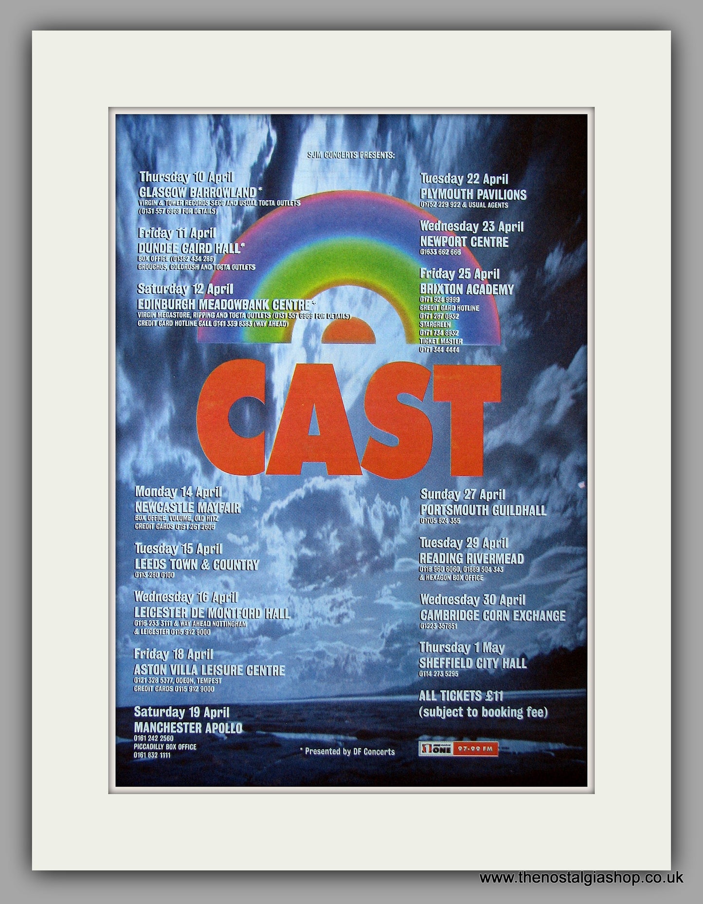 Cast - Concert Dates.  Original Vintage Advert 1996 (ref AD10689)