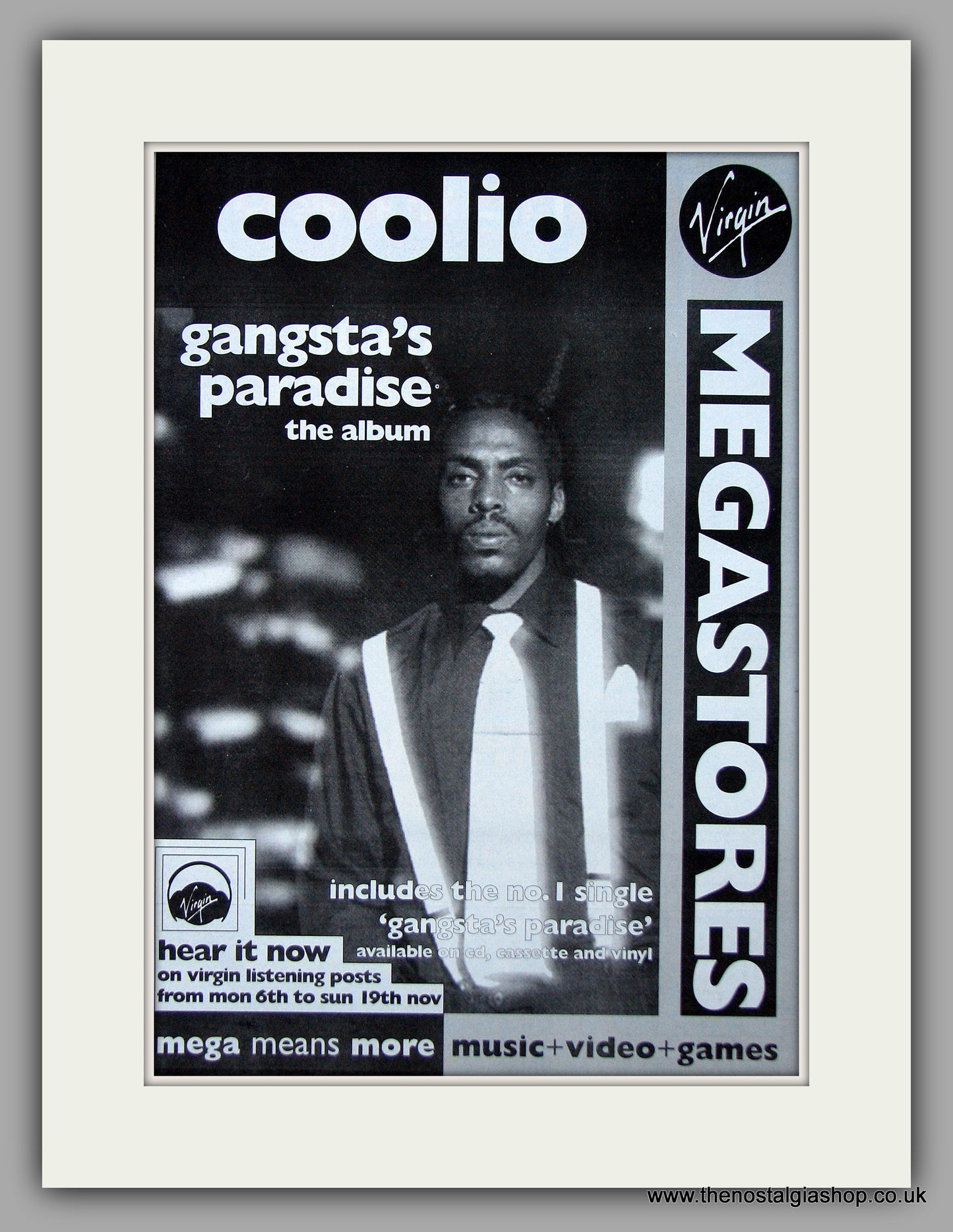 Coolio - Gangsta's Paradise.  Original Vintage Advert 1995 (ref AD10699)