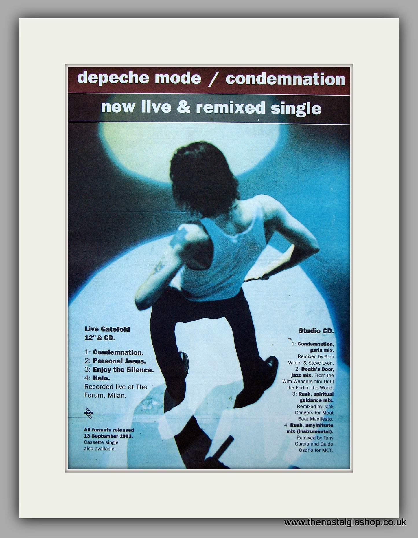 Depeche Mode - Condemnation.  Original Vintage Advert 1993 (ref AD10722)