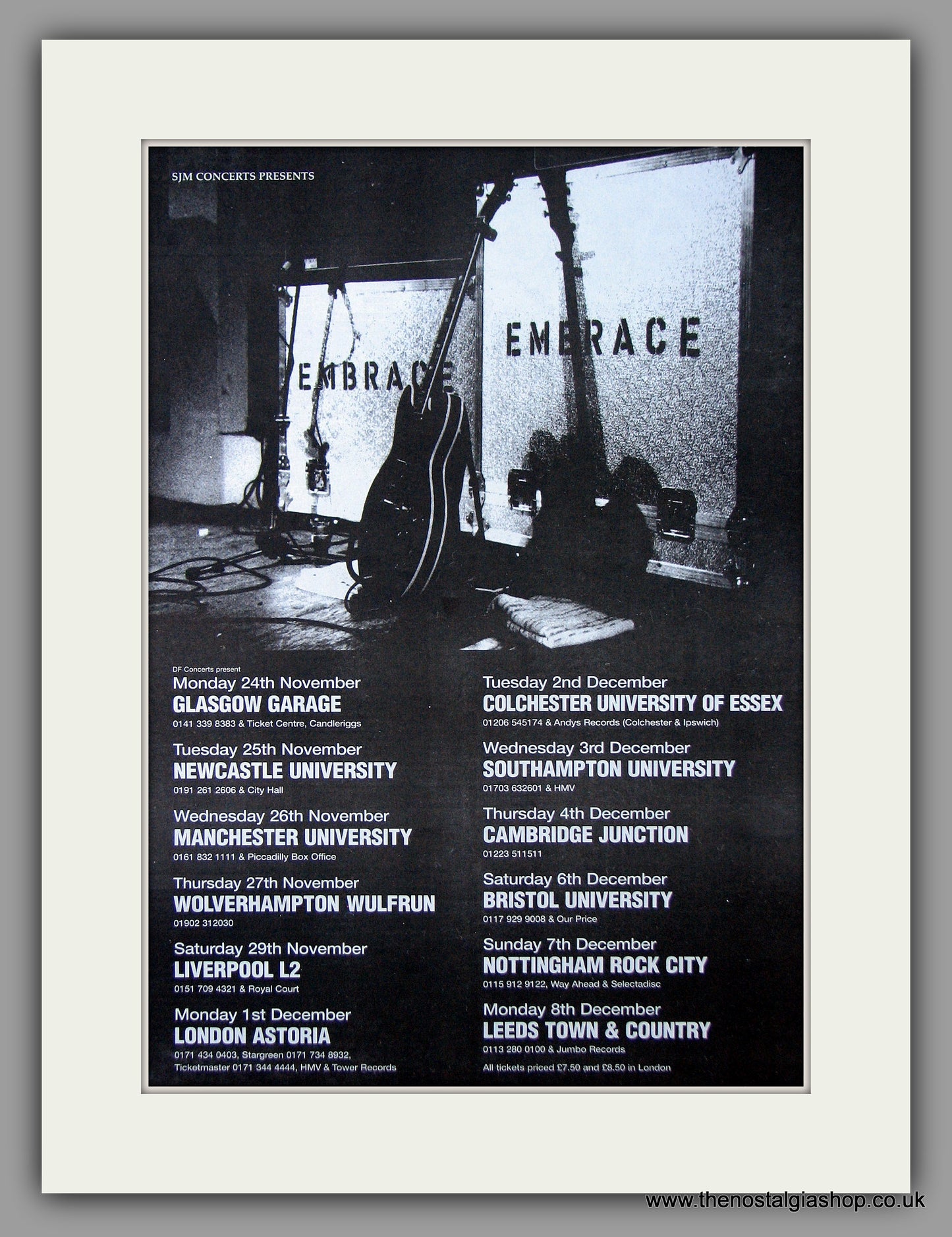 Embrace - Tour Dates Nov/Dec.  Original Vintage Advert 1997 (ref AD10735)