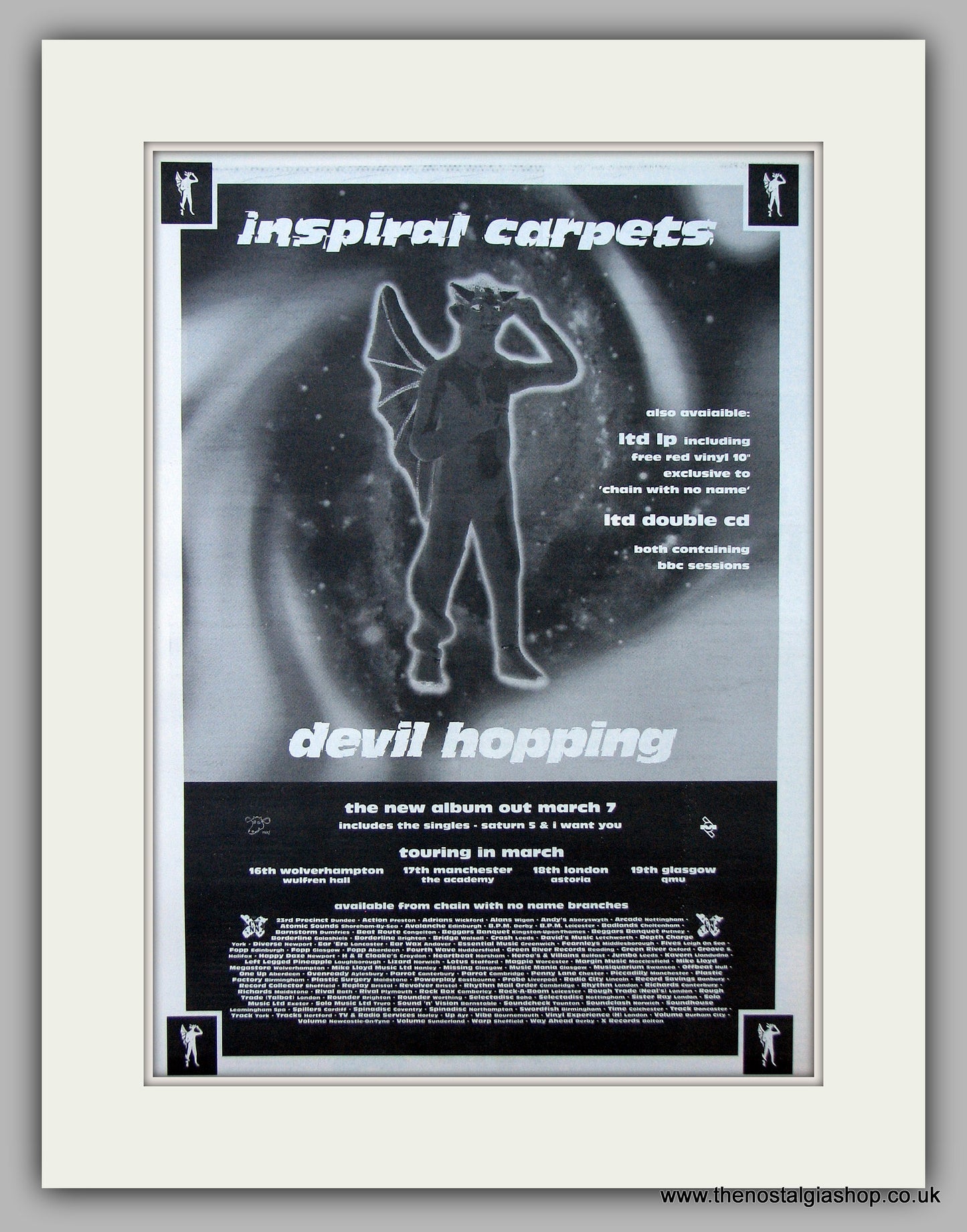 Inspiral Carpets - Devil Hopping. Original Vintage Advert 1994 (ref AD10816)
