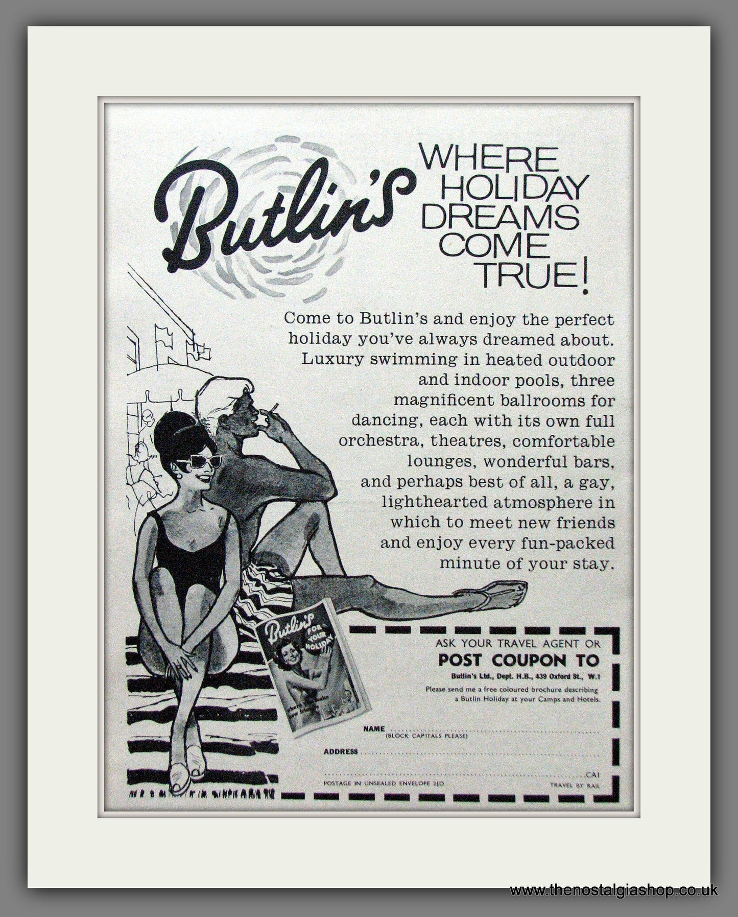 Butlins Holidays. Original Advert 1963 (ref AD55261)