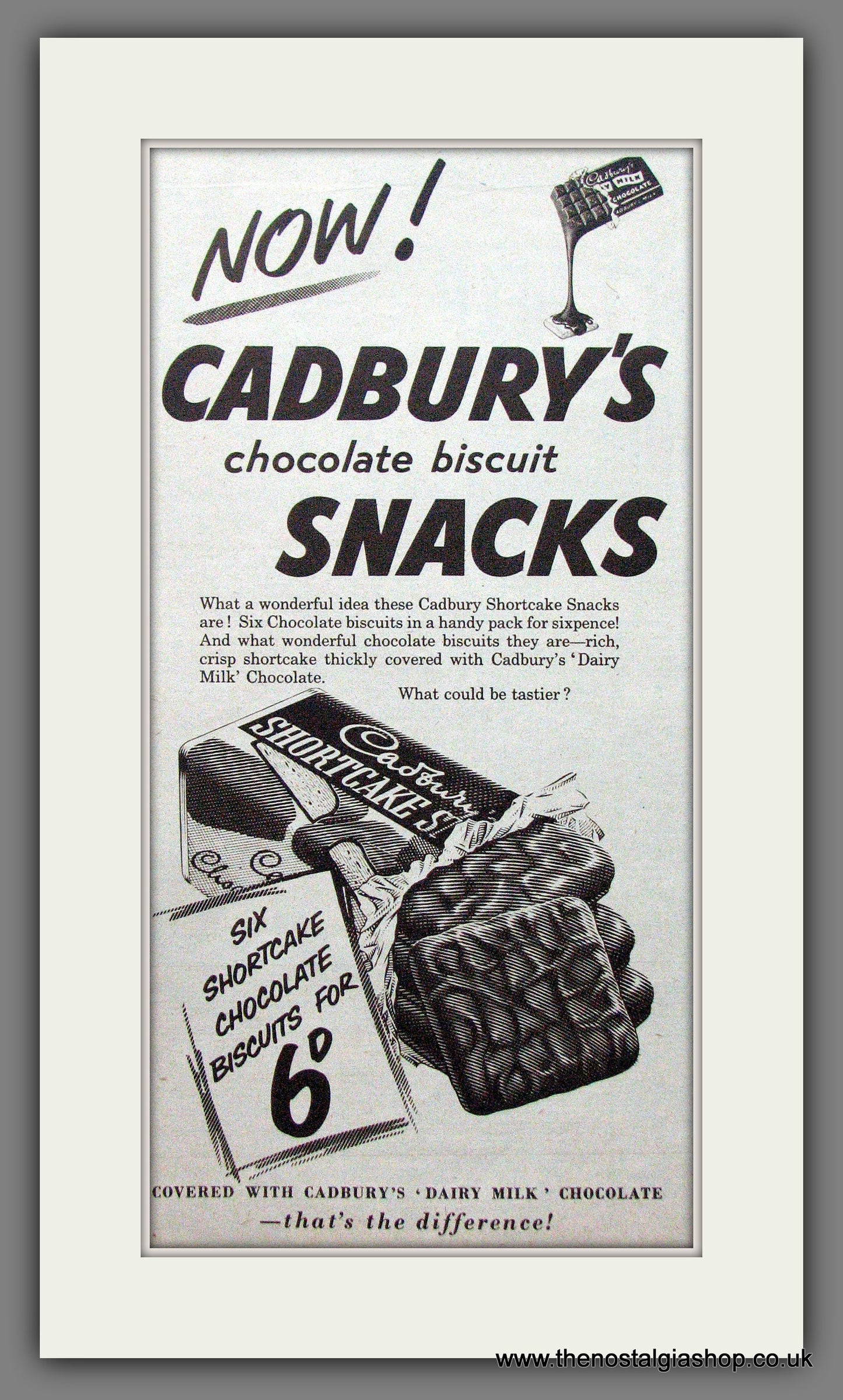 Cadbury's Chocolate Biscuit Snacks. Original Advert 1956 (ref AD55281)