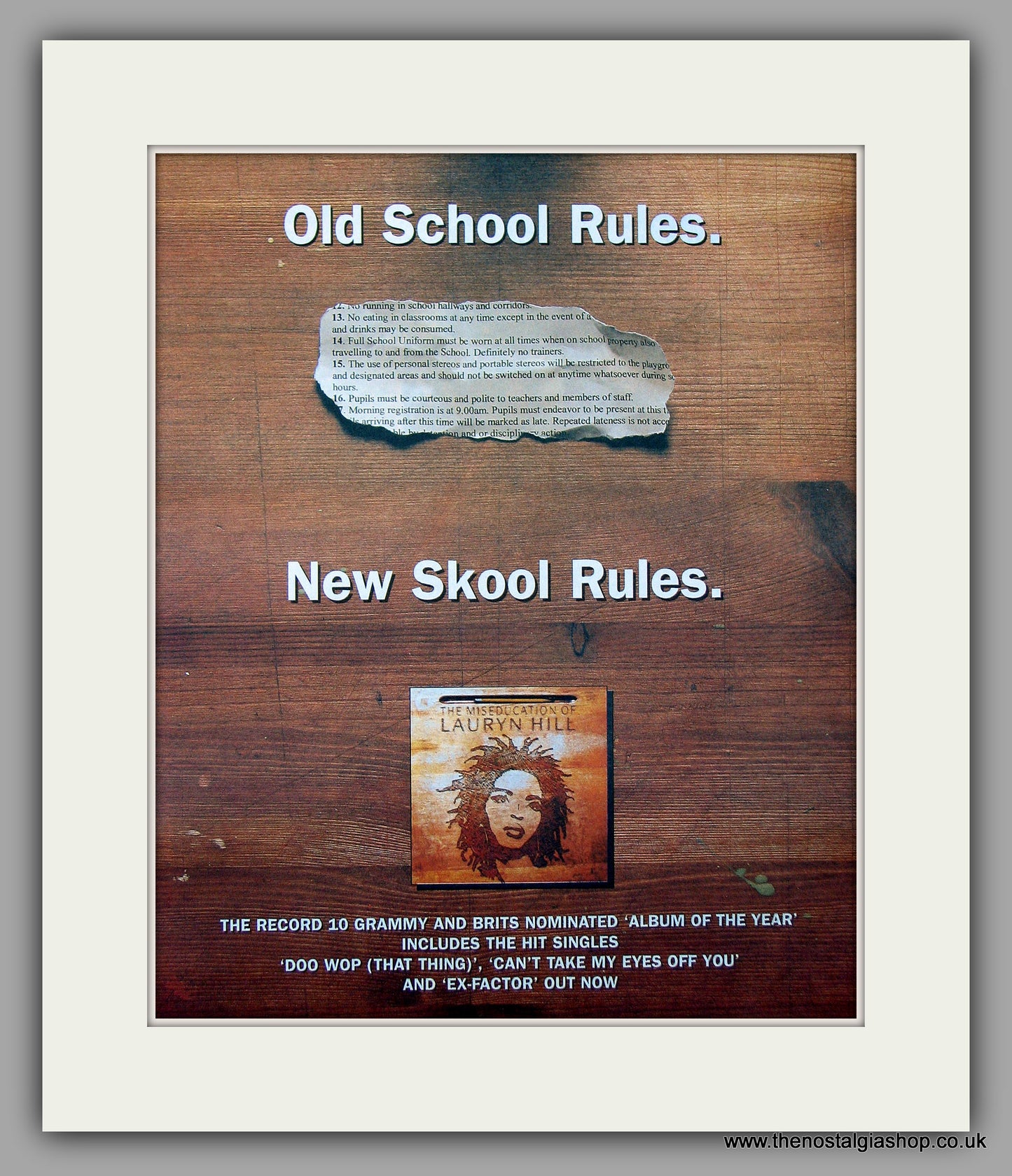 Lauryn Hill - Old School Rules. Original Vintage Advert 1999 (ref AD10861)