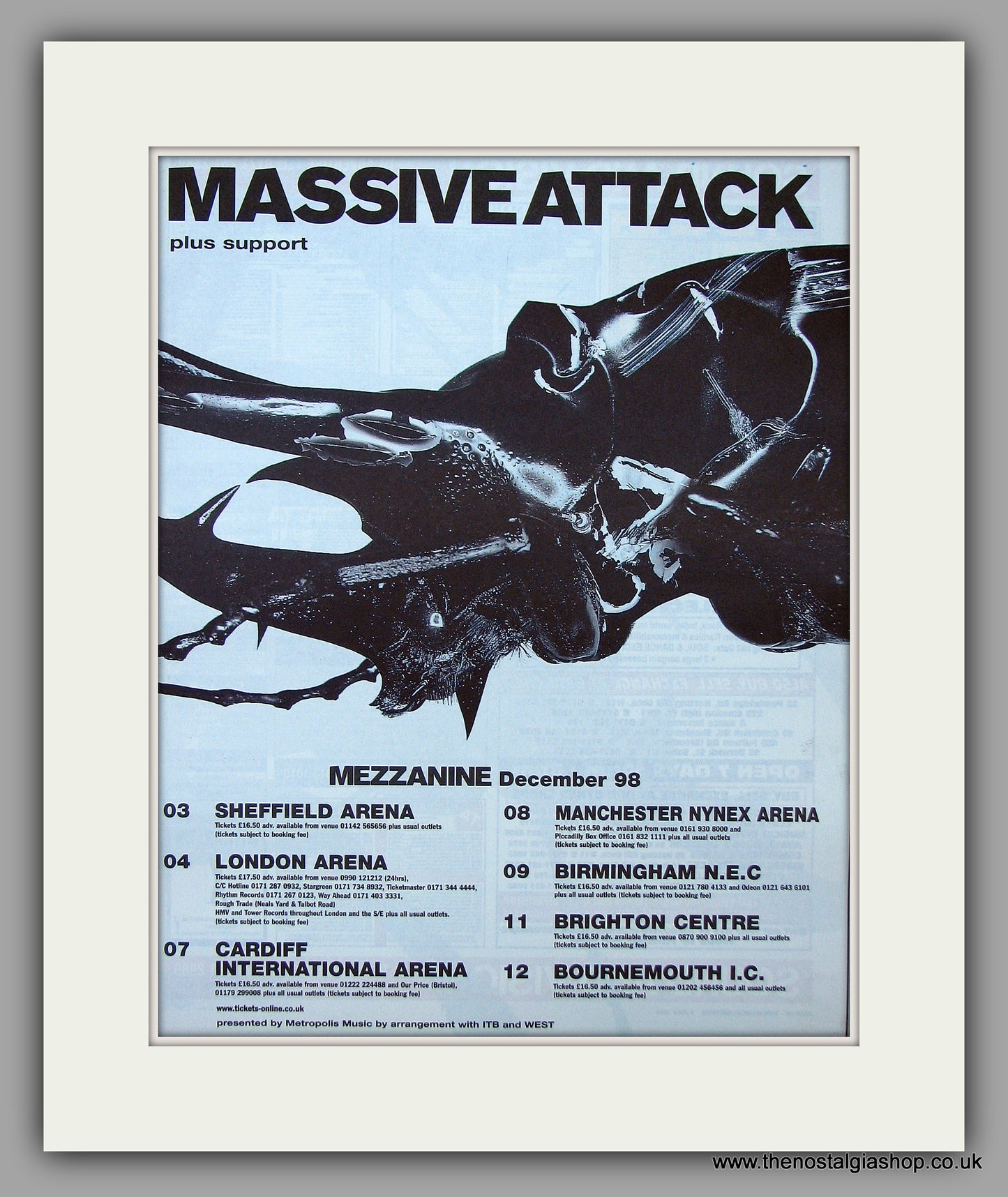 Massive Attack - Mezzanine Tour Dates. Original Vintage Advert 1998 (ref AD10887)
