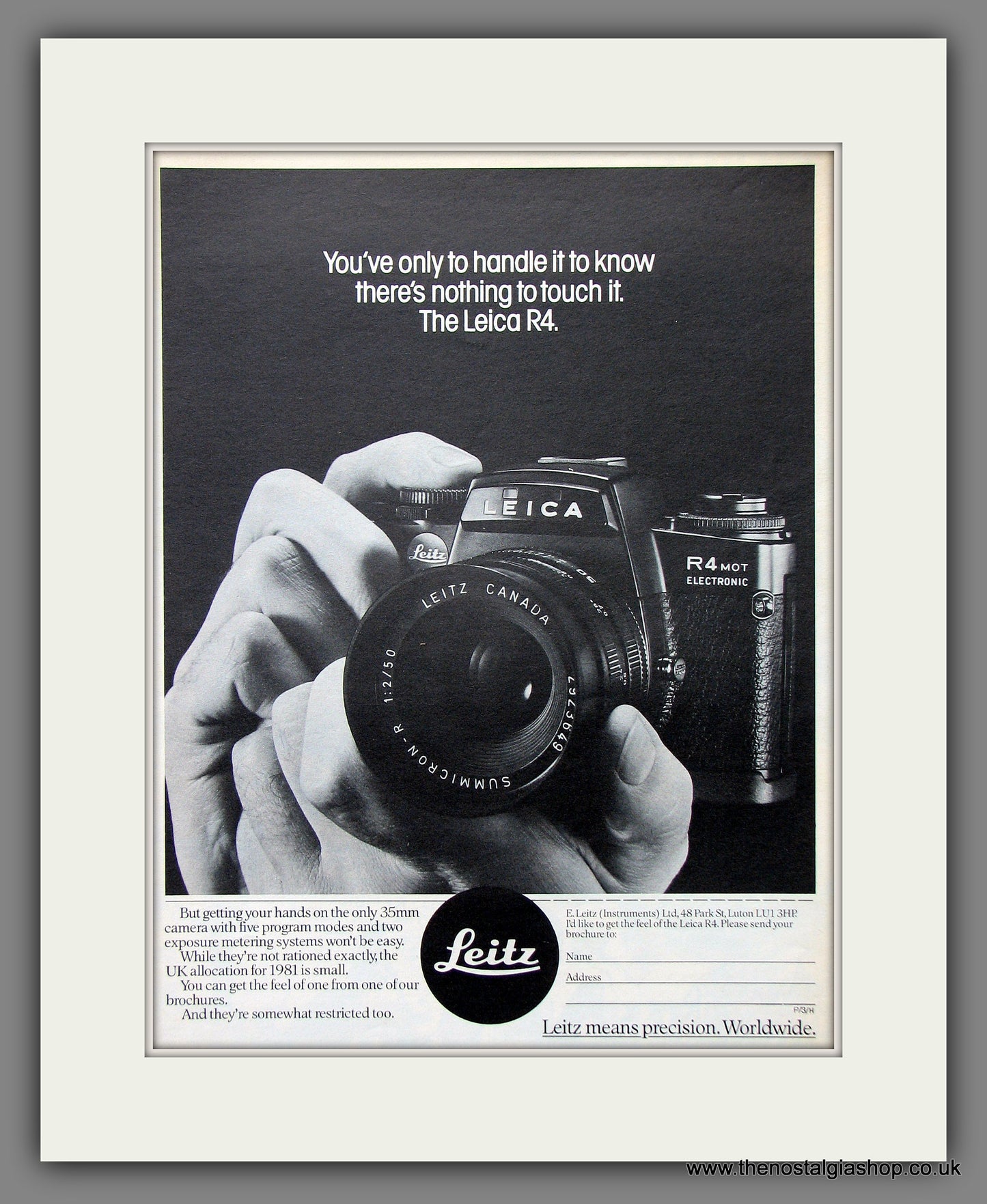 Leica R4 Camera by Leitz. Original Advert 1981 (ref AD55325)