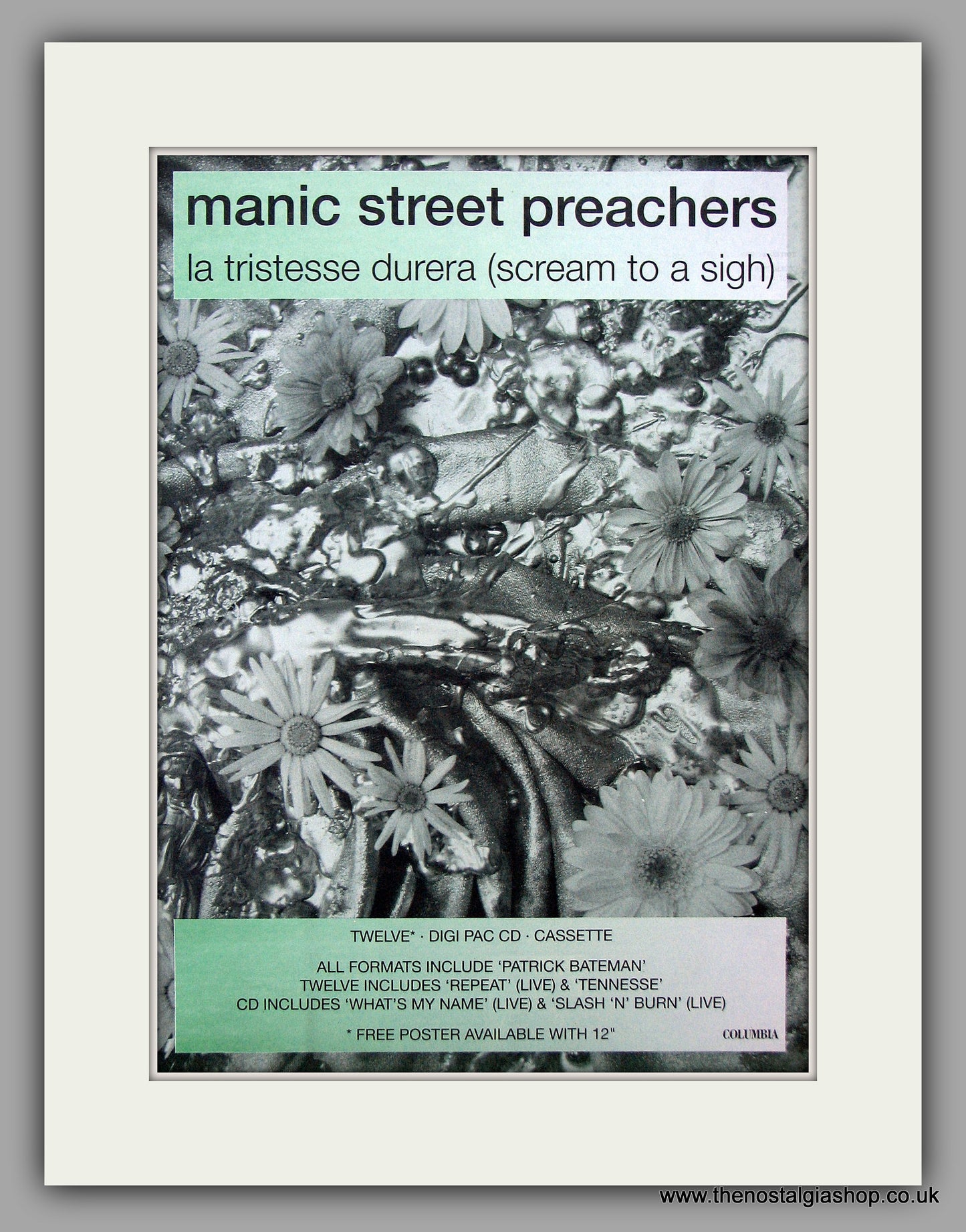 Manic Street Preachers - La Tristesse Durera . Original Vintage Advert 1993 (ref AD10909)