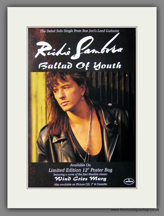 Richie Sambora (Bon Jovi) Ballad Of Youth. 1991 Original Advert (ref AD55410)